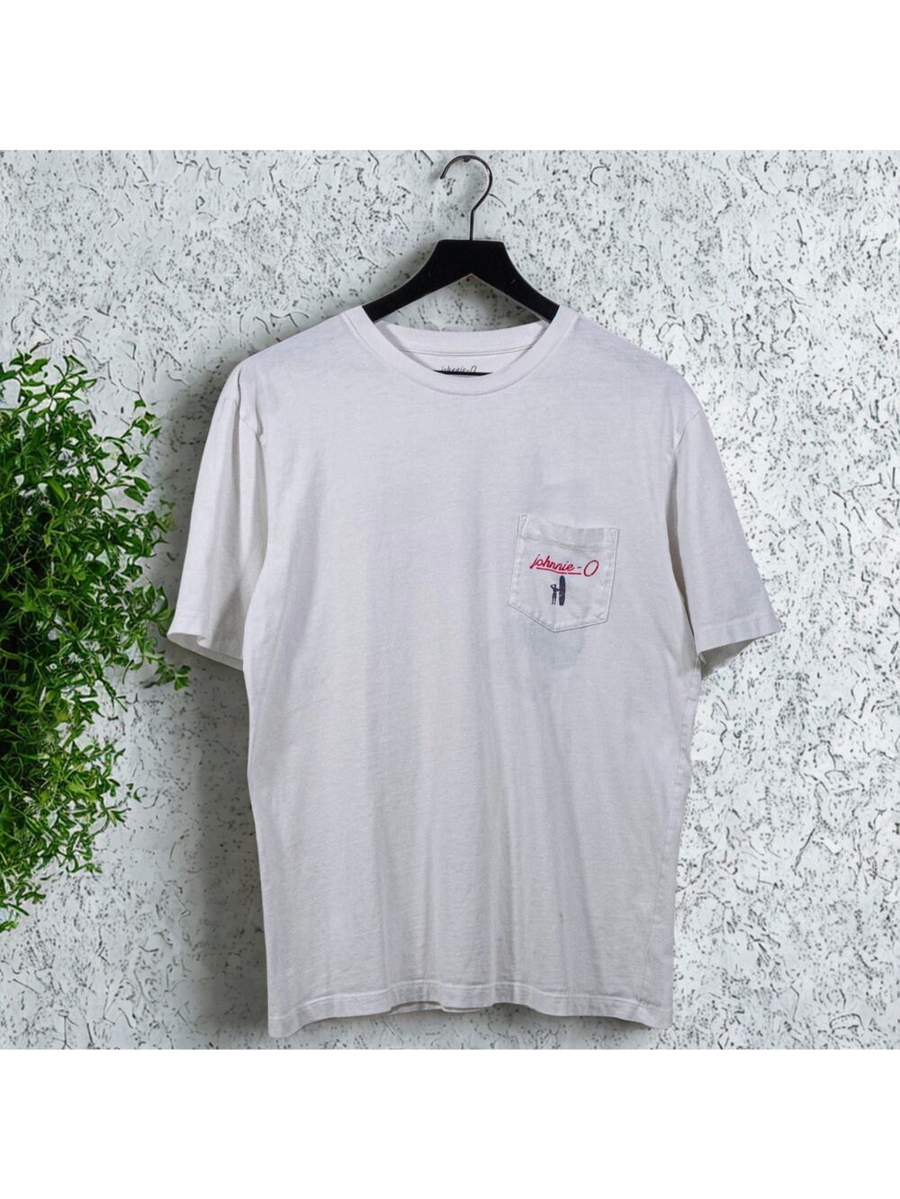 Johnnie-O West Coast Prep Surf Pocket T Shirt White Medium Coastal Beach Tee